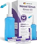 Nasal Rinse Kit – 300ml Neti Pot Bottle + 80 Saline Packets – Sinus Rinse System for Adults & Kids – Natural, Drug-Free, PH Balanced Nasal Wash for Allergy & Cold Relief