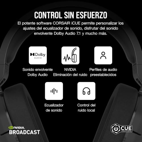 Corsair HS55 Wireless Multiplatform Lightweight Gaming Headset with Bluetooth - Dolby 7.1 Surround Sound - iCUE Compatible - PC, PS5, PS4, Nintendo Switch, Mobile - Black - image 6
