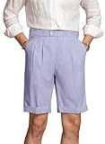 LYOUCI Mens Summer Seersucker Shorts Striped Slim Fit Flat Front Walk Short Pants Sear Sucker Suit Flat Front Shorts Blue 3XL