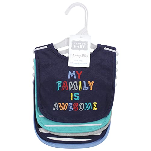 Image of Hudson Baby Unisex Baby Cotton Bibs, Boy Bold Family, One Size