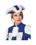 Größe: 56-57 Horror-Shop Blauer Gardehut mit Silberborte & weißen Marabufedern