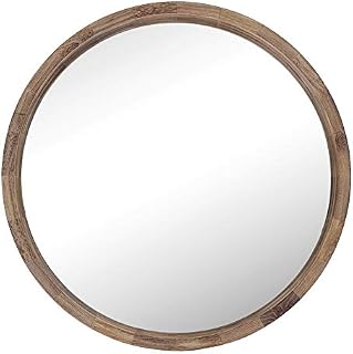Nielsen Morley Round Wooden Wall mirror, 80 x 80 cm in Dark Rustic Oak Brown effect finish, for Living room, Bedroom