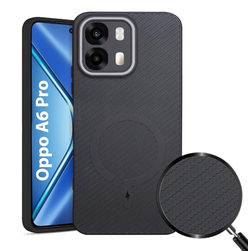 Image of LIRAMARK Rugged Carbon Fibre TPU Armor Silicone Back Cover Case for Oppo A6 Pro