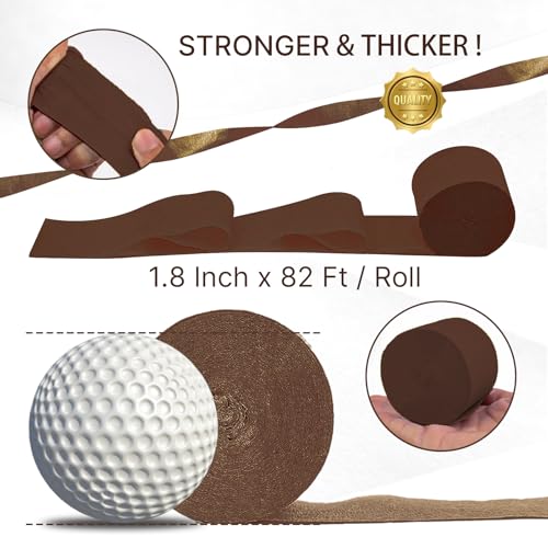 Image of PartyWoo Crepe Paper Streamers 8 Rolls 656ft, Pack of Brown, Gold, Sand White Party Streamers, Crepe Paper for Birthday Decorations, Party Decorations, Wedding Decorations (1.8 In x 82 Ft /Roll)