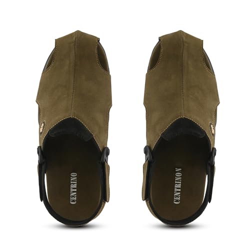 Image of Centrino Men's Sandals | Slingback Strap with Cushioned Black Footbed | Closed-Toe Clog Sandals | Stylish Sandal with Grip Insole | Comfortable Casual Footwear for Office, Travel & Walking (9585)