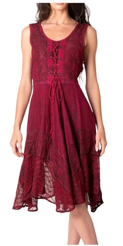 Image of Sakkas Magdilena Stonewashed Corset Front Embroidered Dress