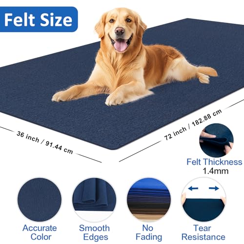 Image of XSEINO Navy Large Felt Fabric 72 inch X 36 inch(2 Square Yards), 1.4 mm Thick Soft Felt Fabric Sheet for Crafts, Blue Series Colors Soft Nonwoven Fabric, Fit for Decoration, Sewing, DIY Crafts