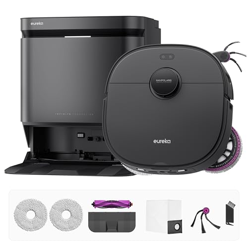 Image of Eureka J15 Max Ultra Self-Emptying Robot Vacuum Combo All-in-one, 22,000 Pa Suction 176℉ Hot Water Wash 131F Hot Air Dry Self-Cleaning Base Tray, Flex-Arm Mop Anti-Tangle RTCam AI Obstacle Avoidance