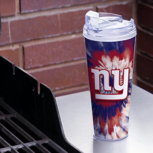 Image of Rico Industries NFL Football Glitter 24oz Acrylic Glitter Tumbler with Hinged Lid, Officially Licensed Double Wall Tumbler with Straw