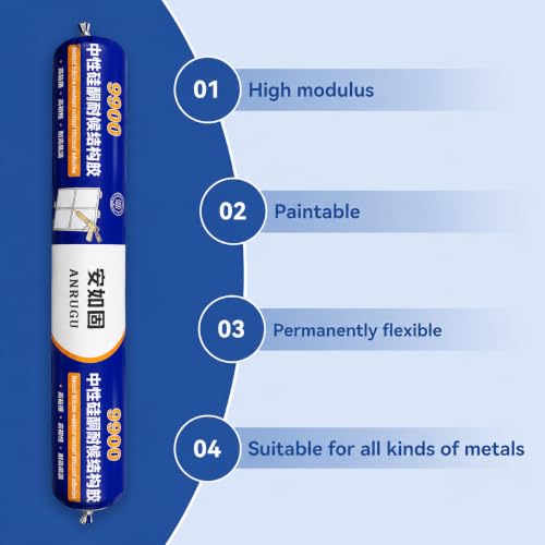 Image of ANRUGU 9900 Neutral Silicone Weather-Resistant Structural Adhesive, High Bonding, High Toughness, for Doors, Windows, Tiles & Bathrooms(590ML)