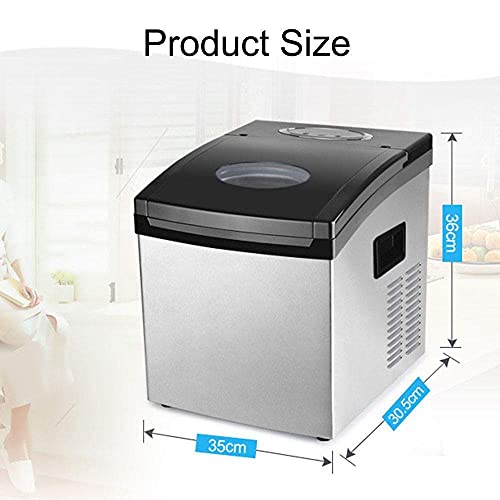 Fabricadora de cubos de hielo de 1,5 L para encimera, produce 2 tamaños de cubos en 12-20 min, 10-15 kg/24 h, pantalla LCD, sin necesidad de conexión a plomería, ideal para cocina, bar o hogar miniatura 7