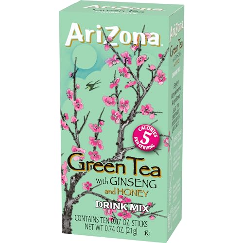 AriZona Green Tea with Ginseng and Honey Naturally Flavored Powdered Drink Mix, 10 ct On-the-Go Packets
