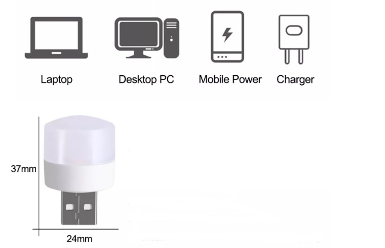 2 Adet Mini Ampul 1w Taşınabilir Usb Led Işık - Powerbank Laptop Pc Uyumlu Günışığı Renk