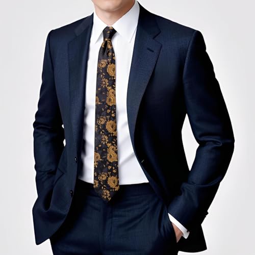 Image of Hi-Tie 70 inches Ties for Men Silk Extra Long Necktie and Pocket Square Cufflinks Set Men Big and Tall Tie Business