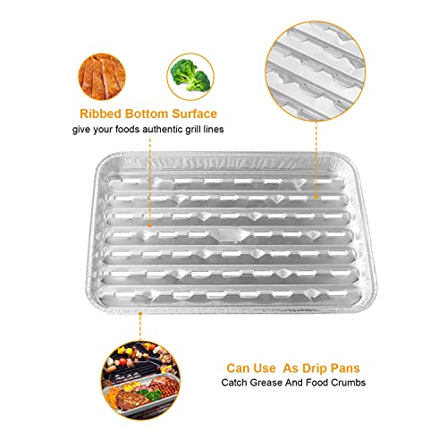 Ls'babq Disposable Aluminum Broiler Pans With Holes – Good For Bbq, Grill Trays – Multi-20 Pack Of Durable Aluminum Sheet Pans 13.4" X 9" X 0.85" #TOP2