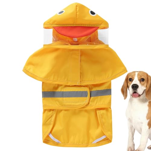 小型犬用犬用レインコート、ペット犬用レインコート,防水反射パーカー子犬ポンチョ - ウエスト調節可能なフード付きレインジャケット、雨の日の小中型犬用ペット用品