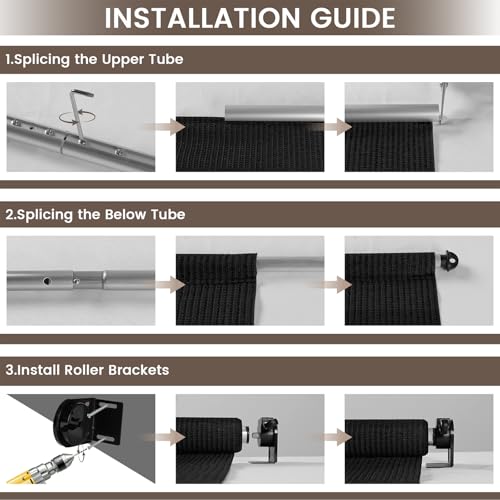 Cortina enrollable exterior para patio 144 in x 96 in negra miniatura 6