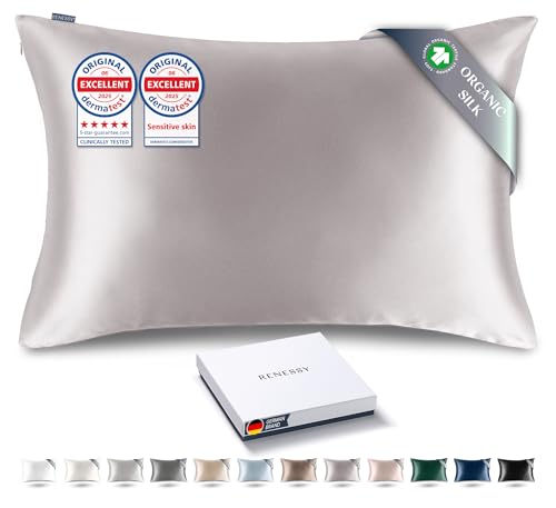 Premium Silk Pillowcase 100% Organic Mulberry Silk, 22 Momme, Grade 6A - Oeko-Tex Certified in Germany - Luxury for Hair & Skin, 1 Piece (Queen Size 20x30 Inches, Pale Lavender)