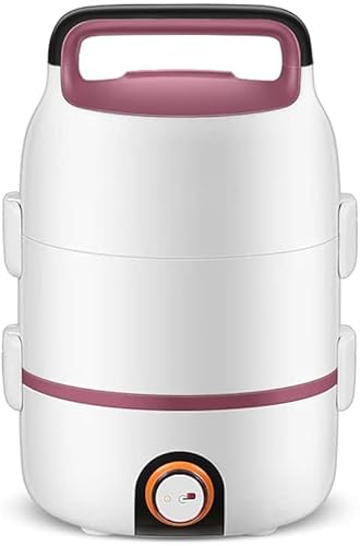 SilteD Electric Lunch Box 2L Mini Rice Cooker And Steamer 3 Layers Self Cooking Food Heater with Stainless Steel Bowl For Home Office School Travel