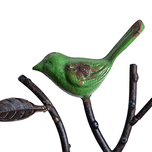 Soffee Design 2 Packs Coat Hooks Wall-Mounted Hanging Metal Rack, Heavy Duty Tree Branch & Birds Key Holder, Vintage Farmhouse Coat Hooks For Towels, Hats, Scarves - Green #TOP4
