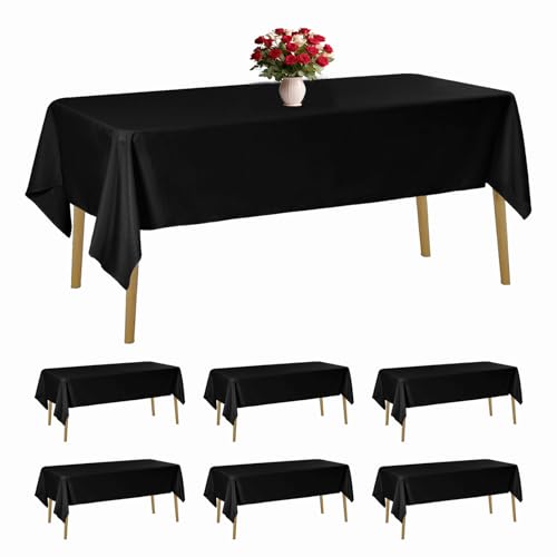 Bailarina 6 Pack Black Tablecloth 60 x 102 Inch for 6 Ft Rectangle Tables
