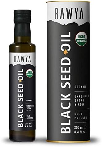 Black Seed Oil, Organic, 8.4 Fl Oz, RAWYA, Cold Pressed, Glass Bottle, Nigella Sativa Oil, Non-GMO, Black Cumin Seed Oil, also known as Kalonji Oil, Nigella Oil