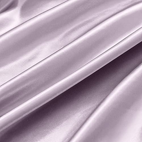 Image of Ersmak 4 Pieces Satin Sheets Set Twin Size, Luxury Silky Lavender Satin Bed Sheets Set with 1 Deep Pocket Fitted Sheet, 1 Soft Flat Sheet, 1 Queen Pillowcases and 1 Body Pillowcase