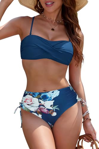 SHEKINI Bandeau Bikini Damen Push Up Sexy Badeanzug Zweiteiliger mit...