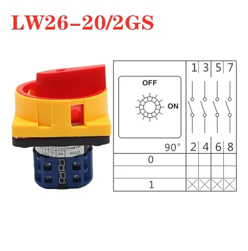 Interrupteur sectionneur 4 pôles 25A avec commande rotative cadenassable 64x64mm LW26GS