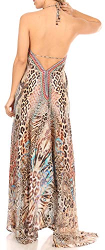 Image of Sakkas Lizi Womens Maxi High-Low Halter Handkerchief Long Dress Beach Party