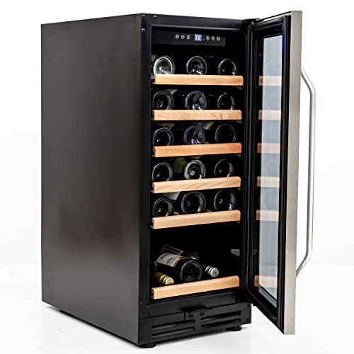 Avanti Wine Cooler Beverage Refrigerator, 30-Bottle Capacity with Wooden Roll-Out Vinyl Coated Shelves and Double-Paned Glass Door, LED Display, 15-Inch, Stainless Steel on Fridge.com