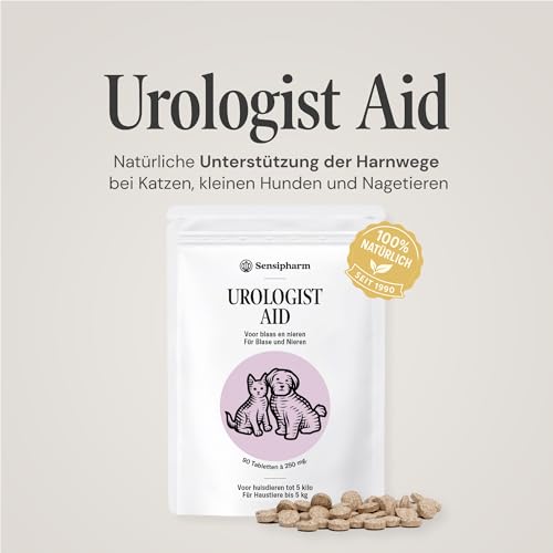 Urologist Aid 250 mg - Blasenformel bei Blasenentzündung & Blasengries für Katzen, kleine Hunde, Meerschweinchen & Kaninchen - pflanzliches Nahrungsergänzungsmittel für Blase & Harnwege - Sensipharm