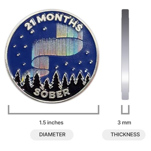 Image of The Achieve Mint 21 Months Sober Token | 21 Months Sobriety Chip | Non-AA, Non-Religious Medallion for Men and Women Celebrating Sobriety