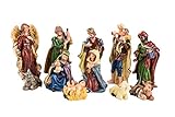 BigDean 11 Krippenfiguren für Weihnachtskrippe - Handbemalt - Krippenzubehör - Bis 9 cm hoch - Jesus Figur