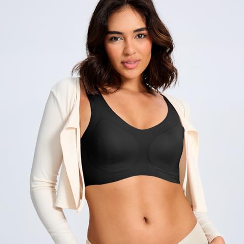 2 Pack Women's Seamless Soft Bra, Wireless Sleep Comfortable Pullover Bras for Women, Full Coverage T-Shirt Bralette4