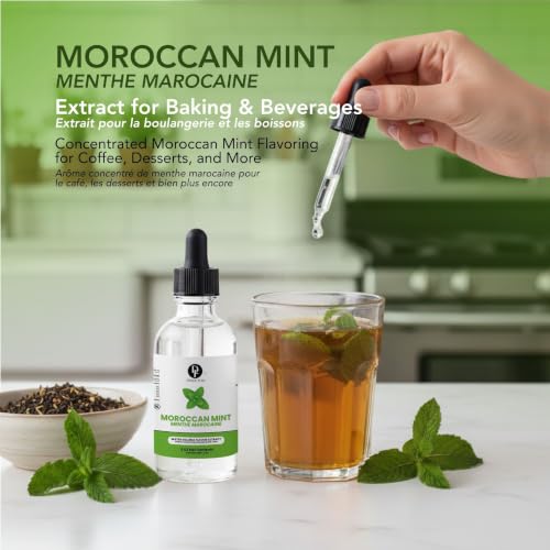 Image of Dolce Flav Natural Moroccan Mint Extract - Water-Soluble Flavoring for Drinks, Ice Cream, Baking & Desserts | Pure MintTaste