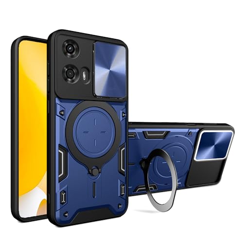 Lucyliy Compatible with Motorola Moto G04/Motorola Moto G24 Phone Case Cover [with Tempered Glass Screen Protector] Blue