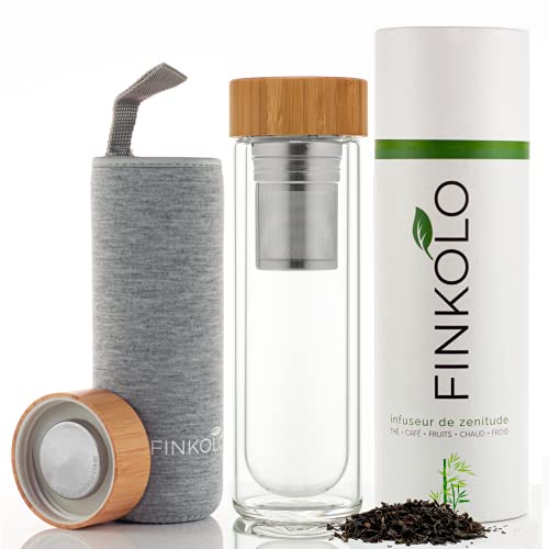 Finkolo Bouteille Isotherme à Infusion en Verre...