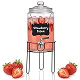 1 Gallon Drink Dispenser with Stand, Drink Dispensers for Parties, Christmas, Beverage Dispenser with 100% Leakproof Spigot, Ideal for Lemonade, Juice, Water, Laundry Detergent Dispenser