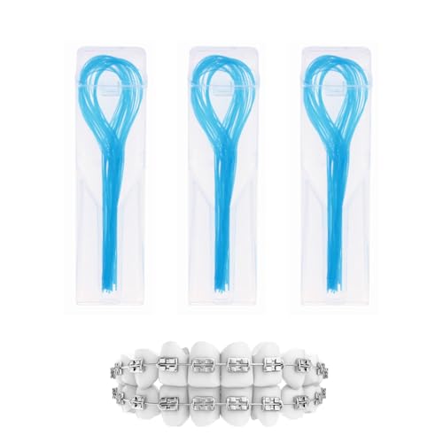 150 fili interdentali per ponti, filo interdentale, filo interdentale, filo interdentale, per la pulizia profonda di denti, ponti e impianti, parentesi graffe (blu)