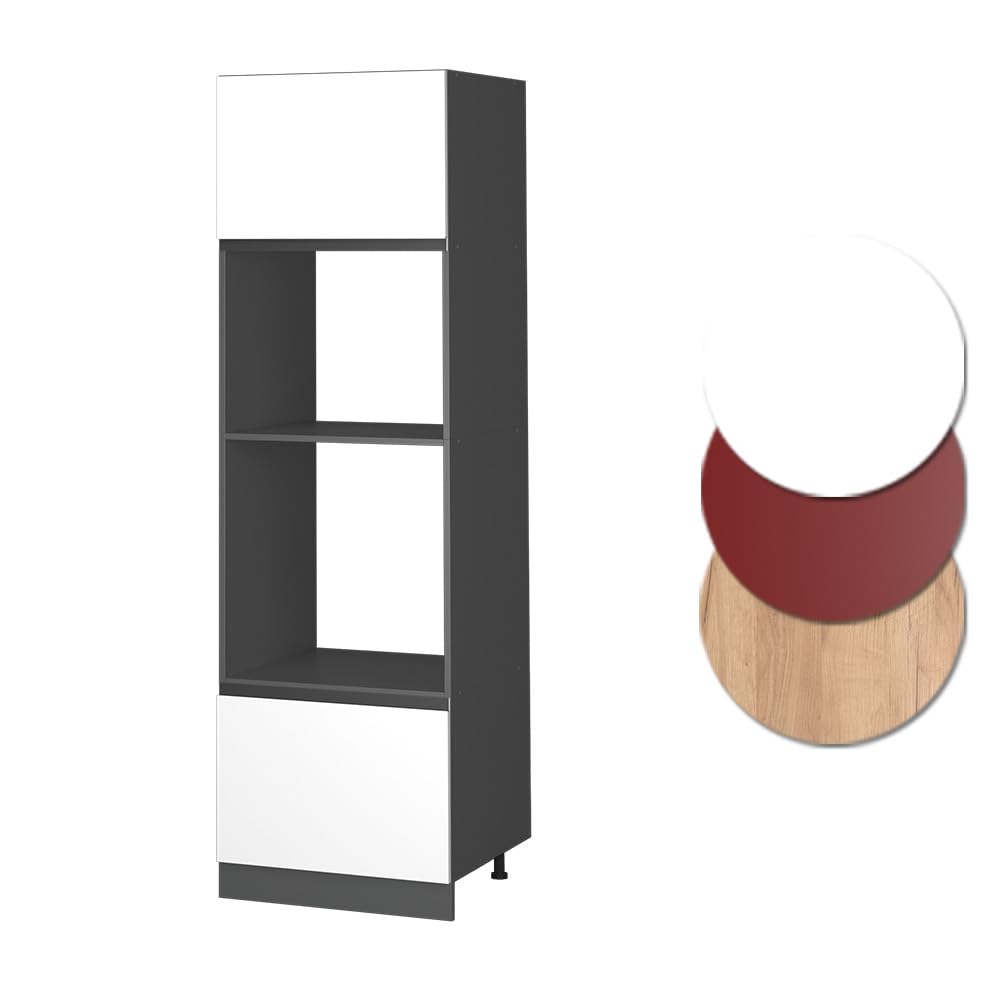 Vicco Mobile cucina microonde R-Line, Bianco, 60 cm Forma a J, per la libera combinazione all'interno di sistemi cucina modulari