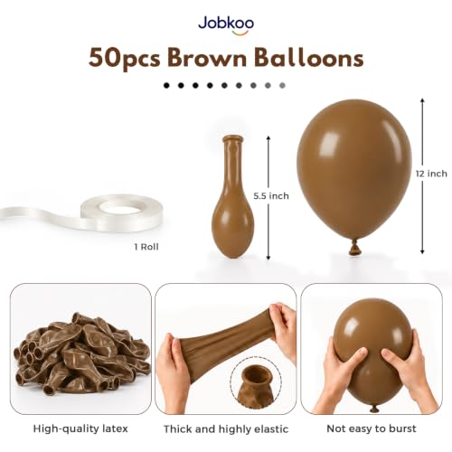Image of Jobkoo Brown Balloons 12 Inch, Light Brown Coffee Neutral Latex Balloon