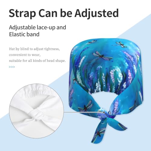 Image of Cute Pug Dog Print Working Cap Scrub Cap with Sweatband,Adjustable Fashion Bandage Tie Back Hat Headwear for Women Men
