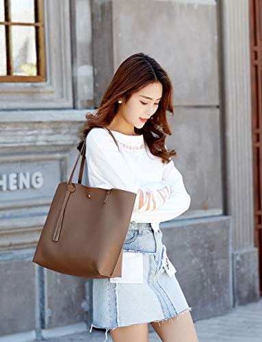 Image of Dreubea Women's Soft Faux Leather Tote Shoulder Bag from, Big Capacity Tassel Handbag