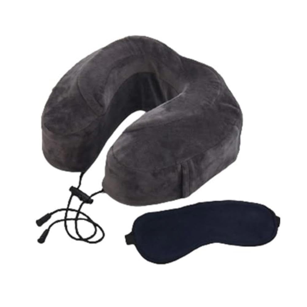 Wakefit Memory Foam Neck Pillow For Travel, Multipurpose For Neck Rest | Travel In Aeroplane | Car | Train | Bus For Men And Women, Eye Mask Free, Standard