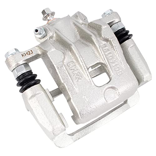 Image of TRQ Rear Driver and Passenger Side Brake Caliper Set Caliper Brackets Hardware Compatible with 12-15 Hyundai Azera with Manual Parking Brake 16-17 Hyundai Azera Base Model Manual Parking