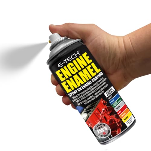 E-TECH - Heat Resistant Engine Enamel Paint 400ml - Spray On High Temp Paint (Silver)