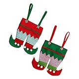 LIFKICH 2個クリスマス バッグ キャンディバッグ 大きめ 収納ポーチ かわいいエルフ足柄 パーティー 飾り 紅