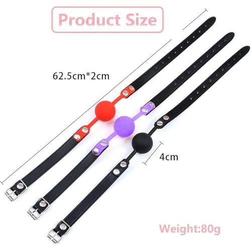 Image of Leather Restraints Ball Mouth Plug Silicone Bondage Ball Gag for Sex, BDSM Restraints Toys Sex Gag Muzzles(Pueple2)