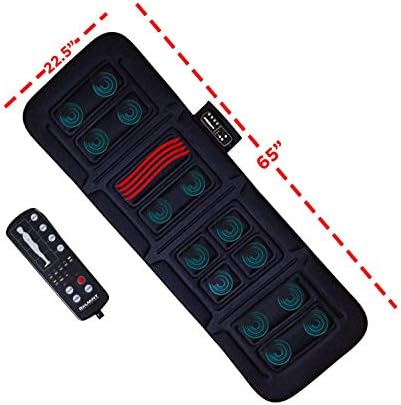 Full Body Massage Mat, 10-Motor Vibrating Heading Mat Mattress Heating Pad for Neck, Back, Hips, Lumbar Area, Legs and Soothing Body Relief (Black) (Renewed)